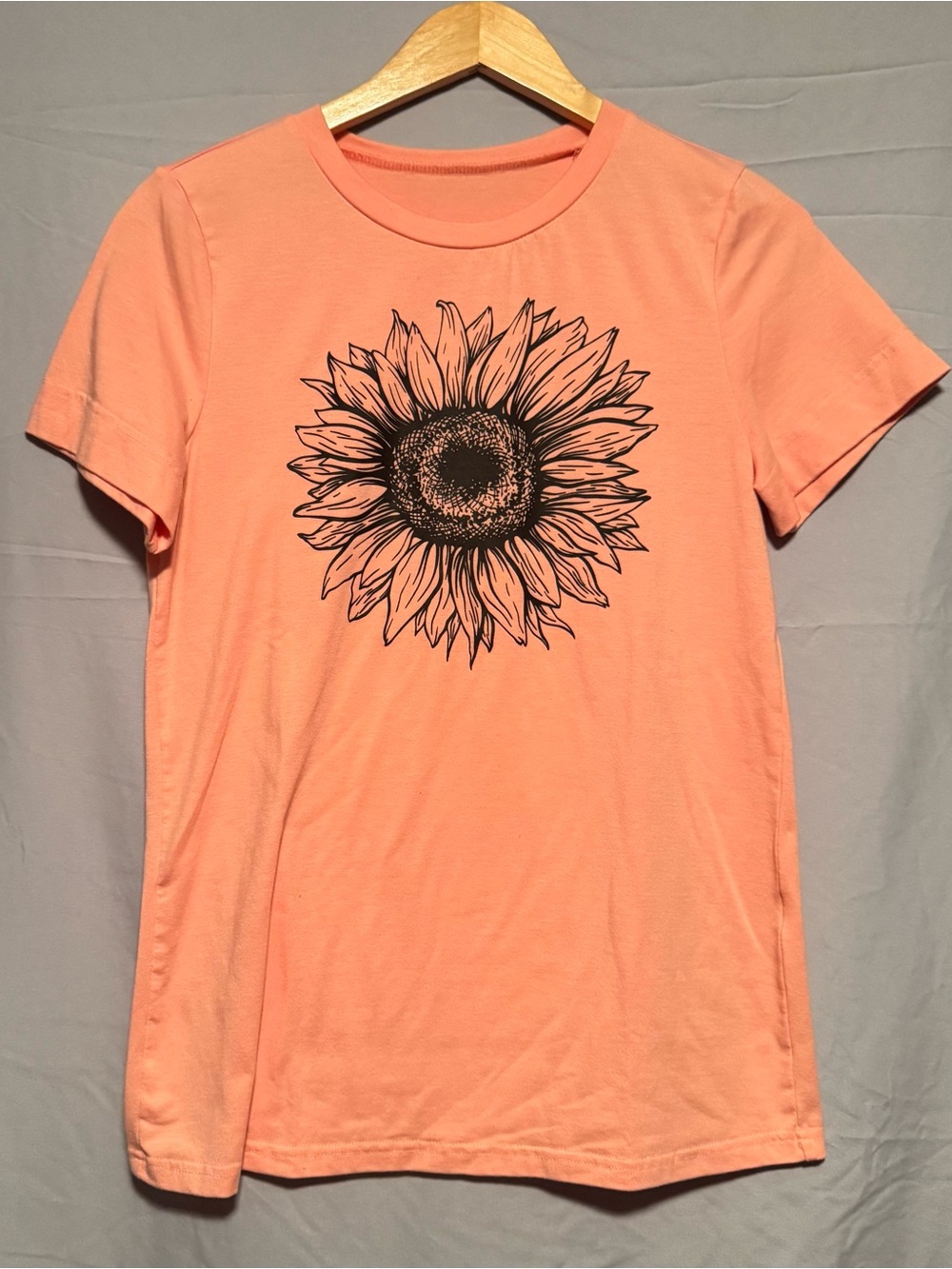 Sunflower Graphic Tee - Peach Pink Women’s T-Shirt